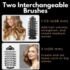 Ionic Rotating Hot Air Brush Hair Styler Dryer with 2 Brush Heads
